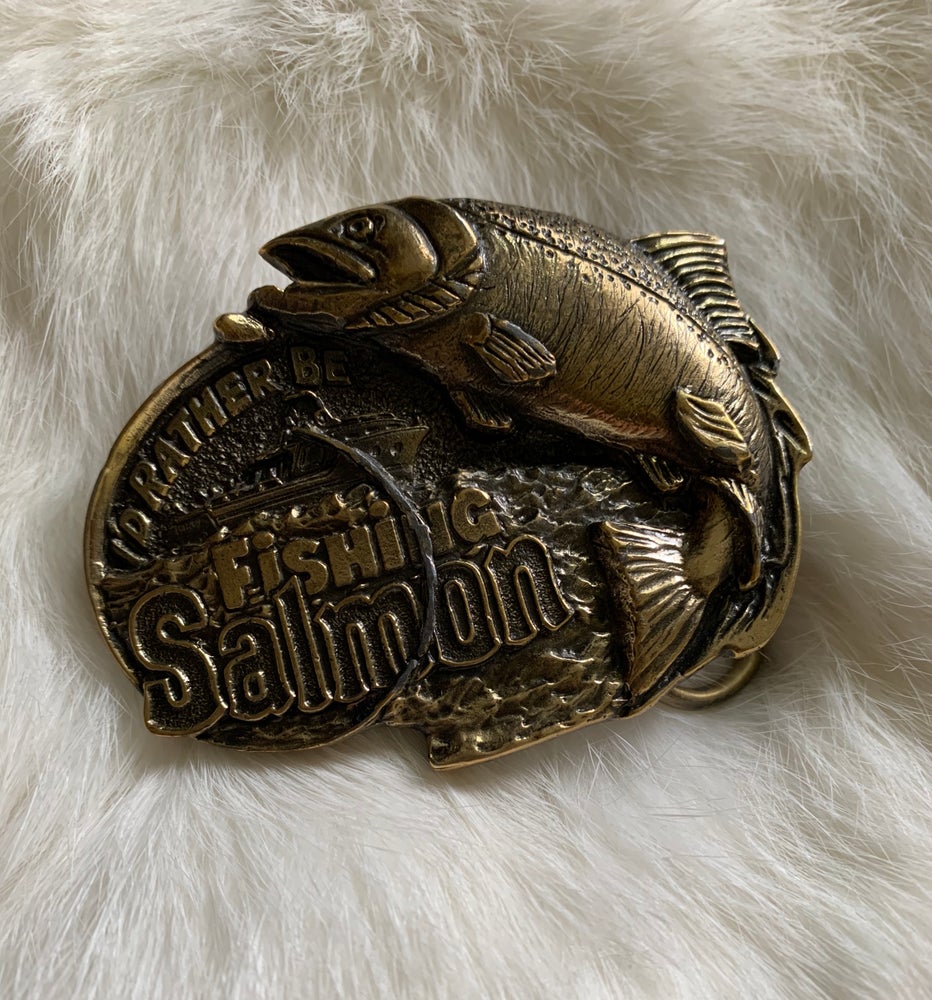 1982 “I'd Rather be Fishing Salmon” Belt Buckle – Crimson Claw Jewelry