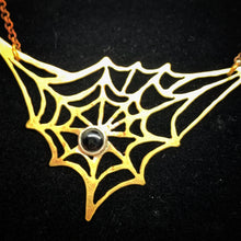 Load image into Gallery viewer, Brass &amp; Onyx Web Necklace
