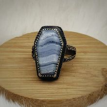Load image into Gallery viewer, Blue Lace Agate Coffin Ring

